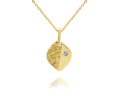 Hammered Small Marquise Crystal Gold Necklace