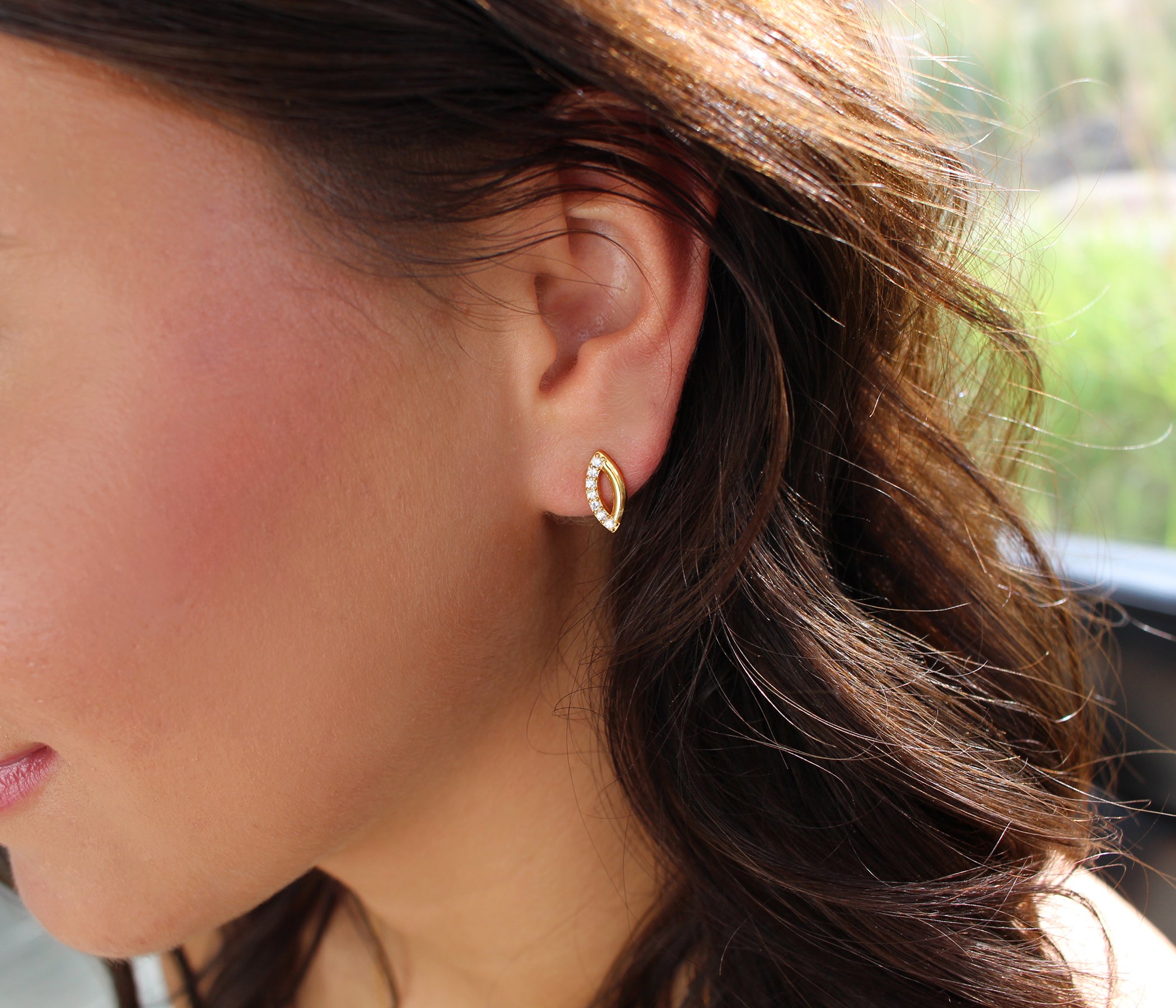 Mini Marquise Pavé Crystal Gold Earrings