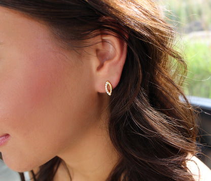 Mini Marquise Pavé Crystal Gold Earrings