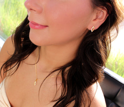 Mini Marquise Pavé Crystal Gold Earrings