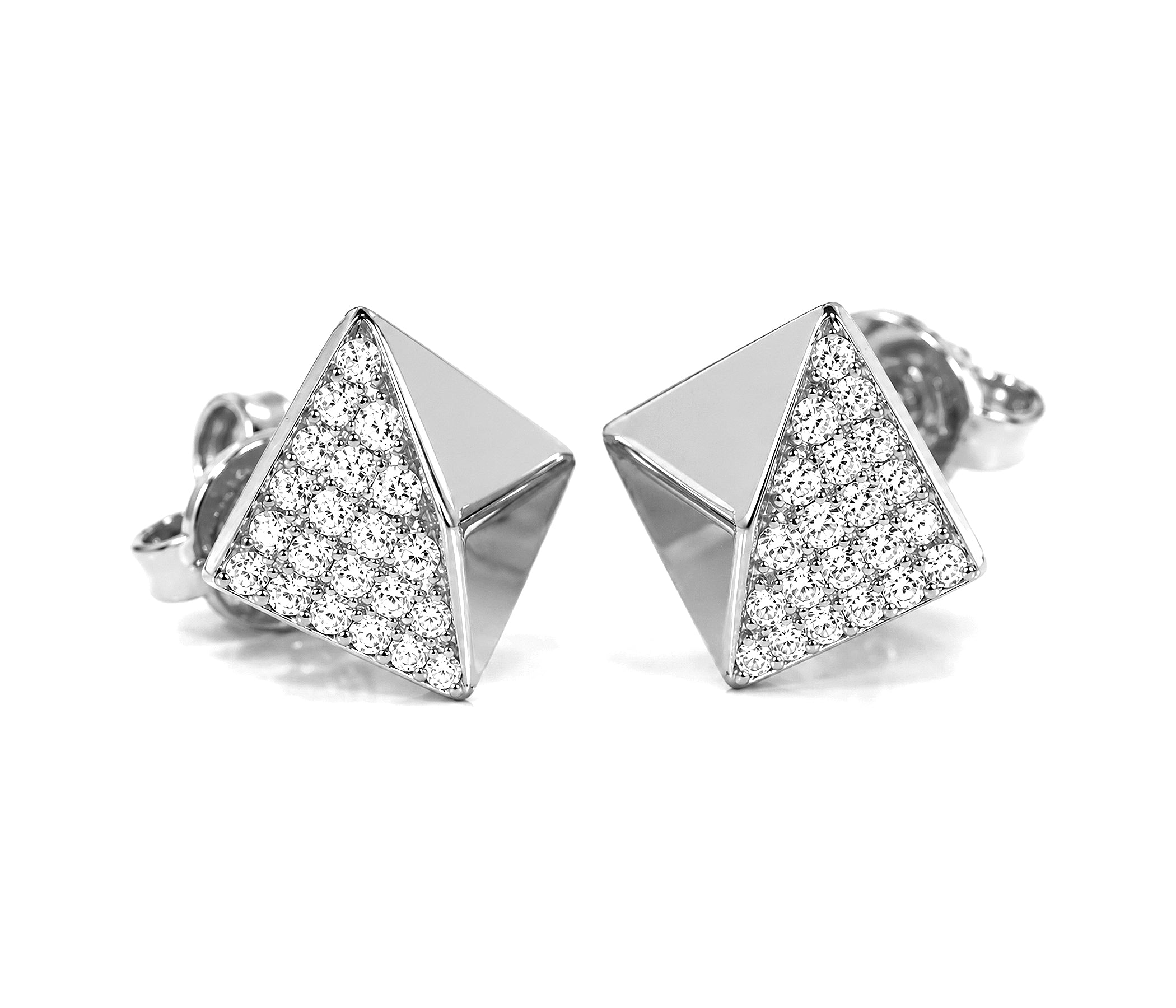 Small Square Crystal Stud Silver Earrings