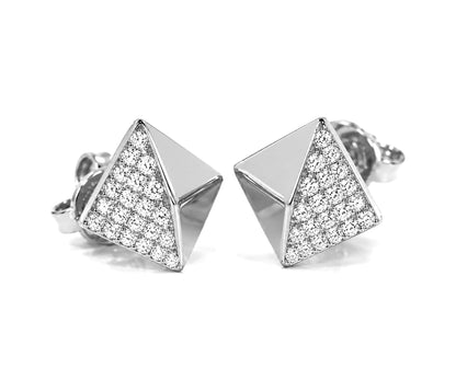 Small Square Crystal Stud Silver Earrings