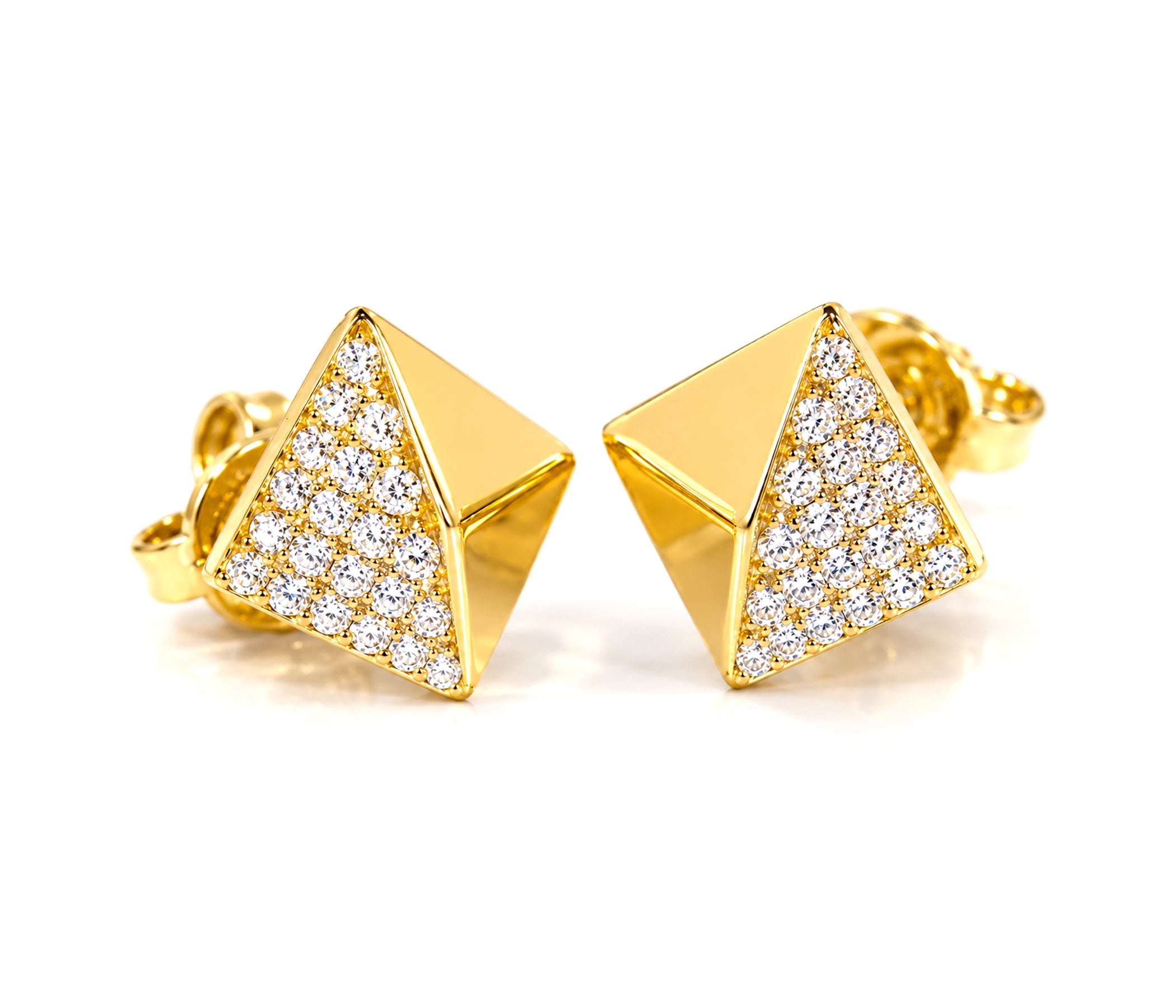 Small Square Crystal Gold Stud Earrings