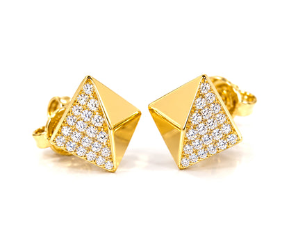 Small Square Crystal Gold Stud Earrings
