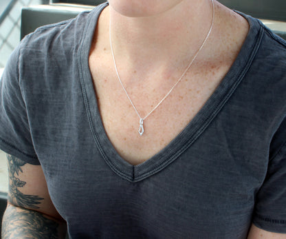 Mini Rhombus Pavé Crystal Silver Necklace