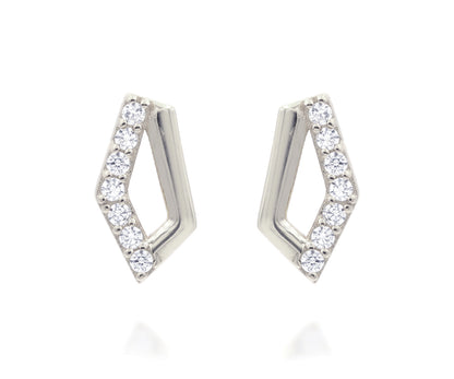 Mini Rhombus Pavé Crystal Silver Earrings