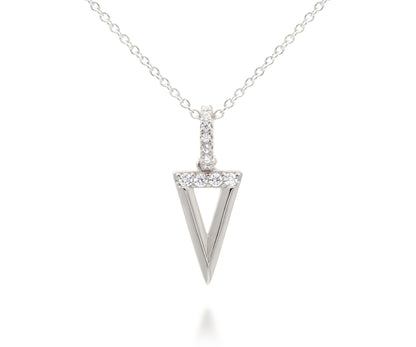 Mini Triangle Pavé Crystal Silver Necklace