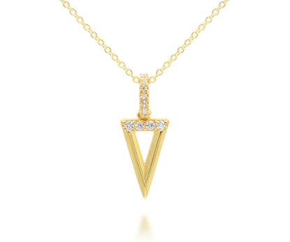 Mini Triangle Pavé Crystal Gold Necklace