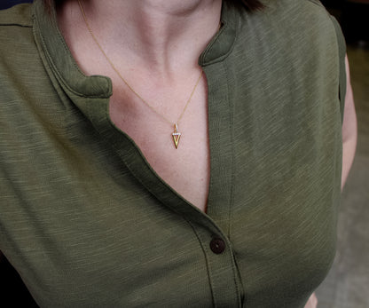 Mini Triangle Pavé Crystal Silver Necklace