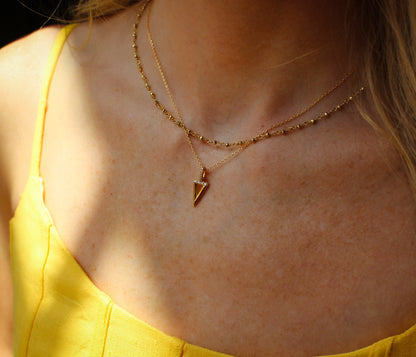 Mini Triangle Pavé Crystal Gold Necklace