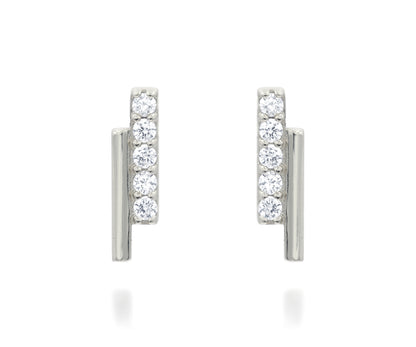 Mini Bar Pavé Crystal Silver Earrings