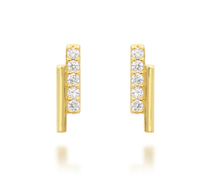 Mini Bar Pavé Crystal Gold Earrings