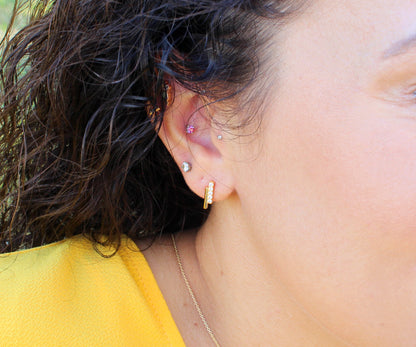 Mini Bar Pavé Crystal Silver Earrings