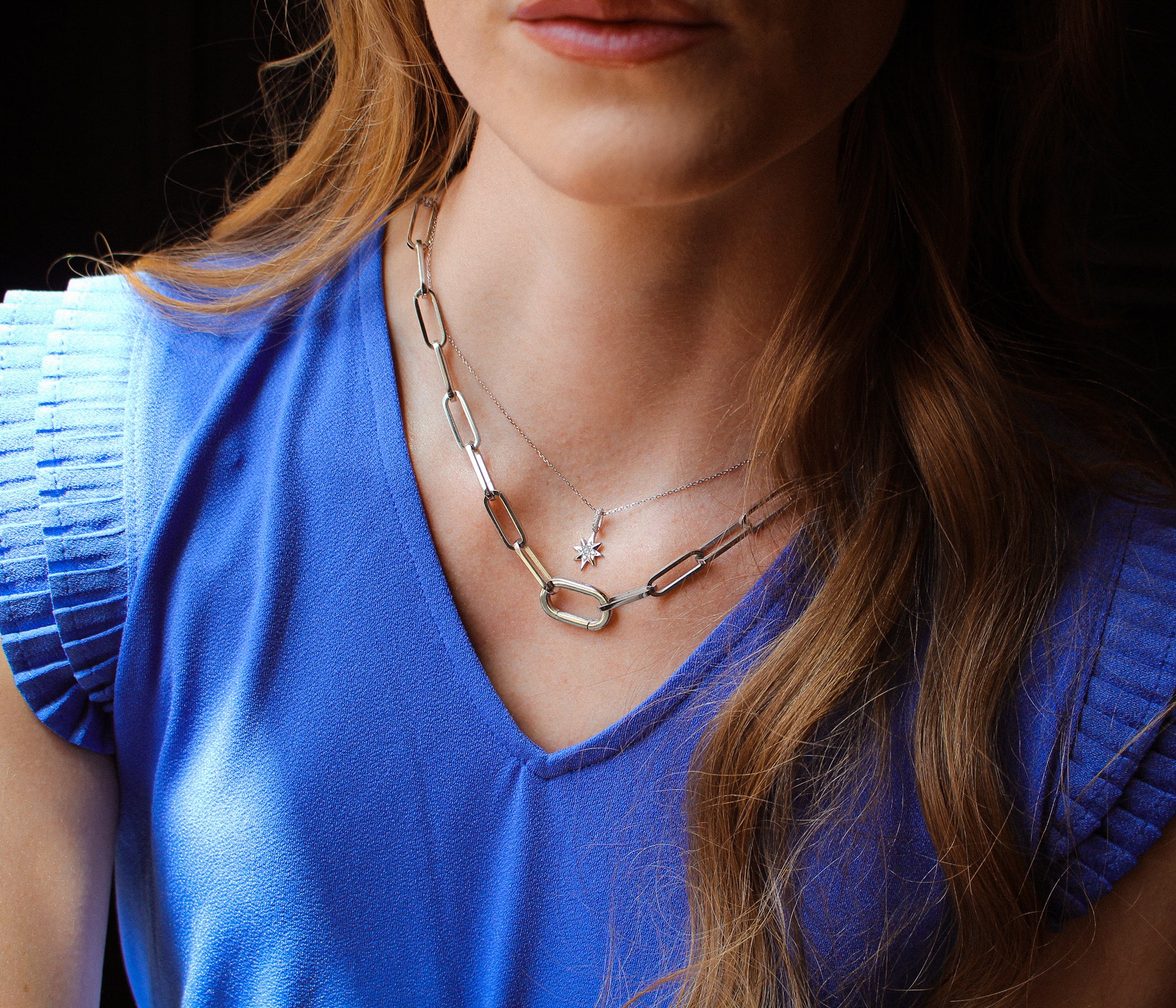 Mini Starburst Pavé Crystal Silver Necklace