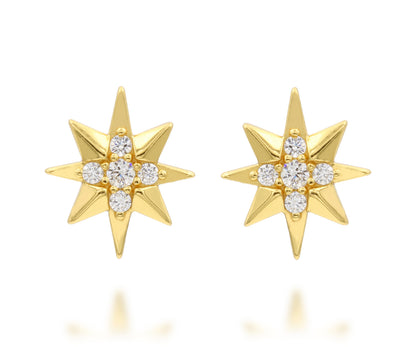 Mini Starburst Pavé Crystal Gold Earrings