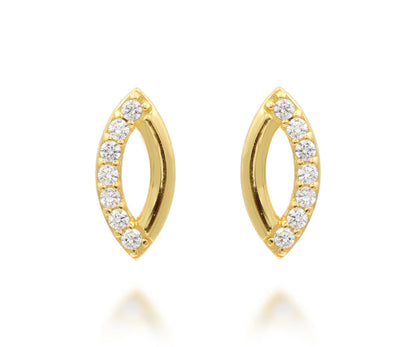 Mini Marquise Pavé Crystal Gold Earrings