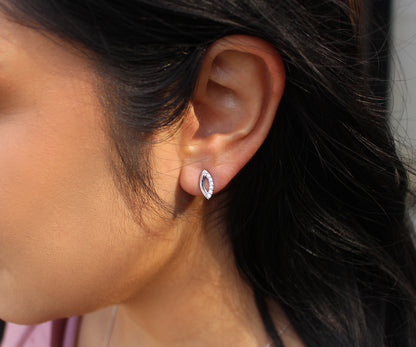 Mini Marquise Pavé Crystal Silver Earrings