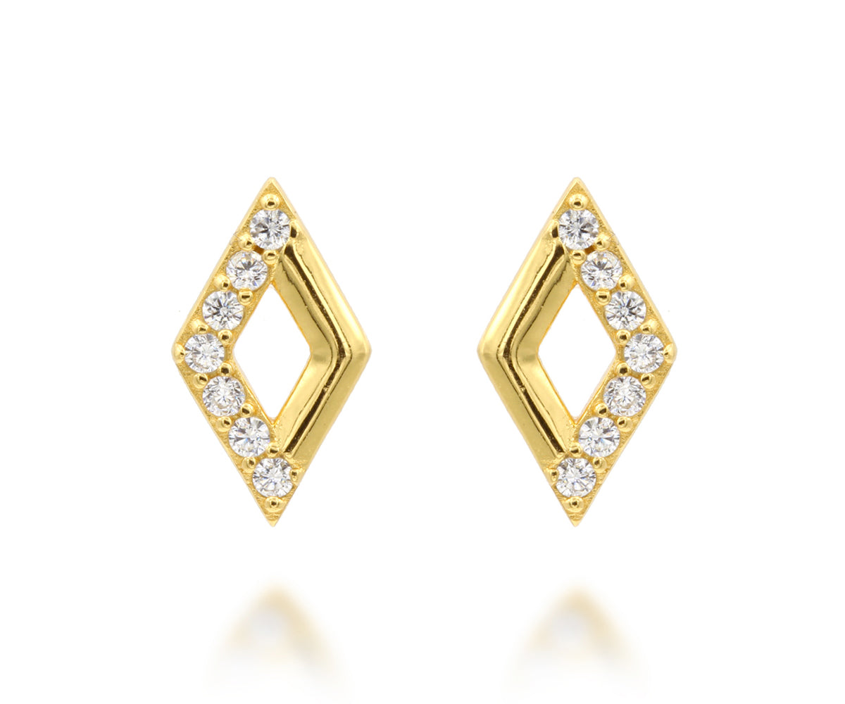 Mini Diamond Pavé Crystal Gold Earrings
