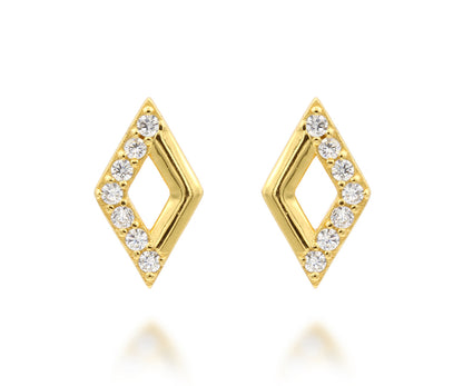 Mini Diamond Pavé Crystal Gold Earrings