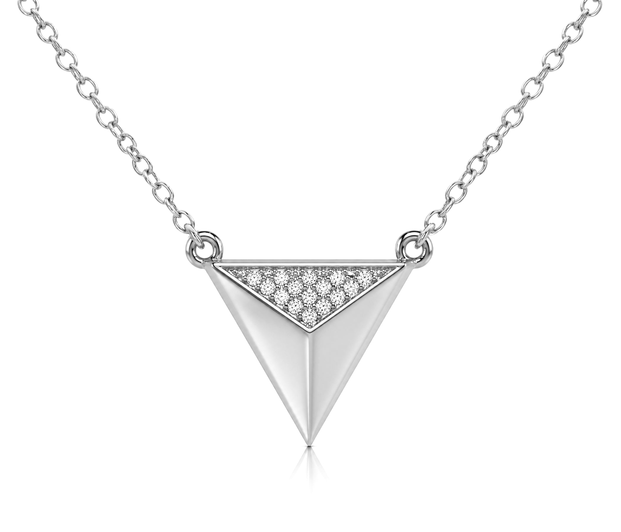 Medium Triangle Crystal Silver Necklace