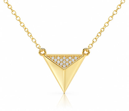 Medium Triangle Crystal Gold Necklace