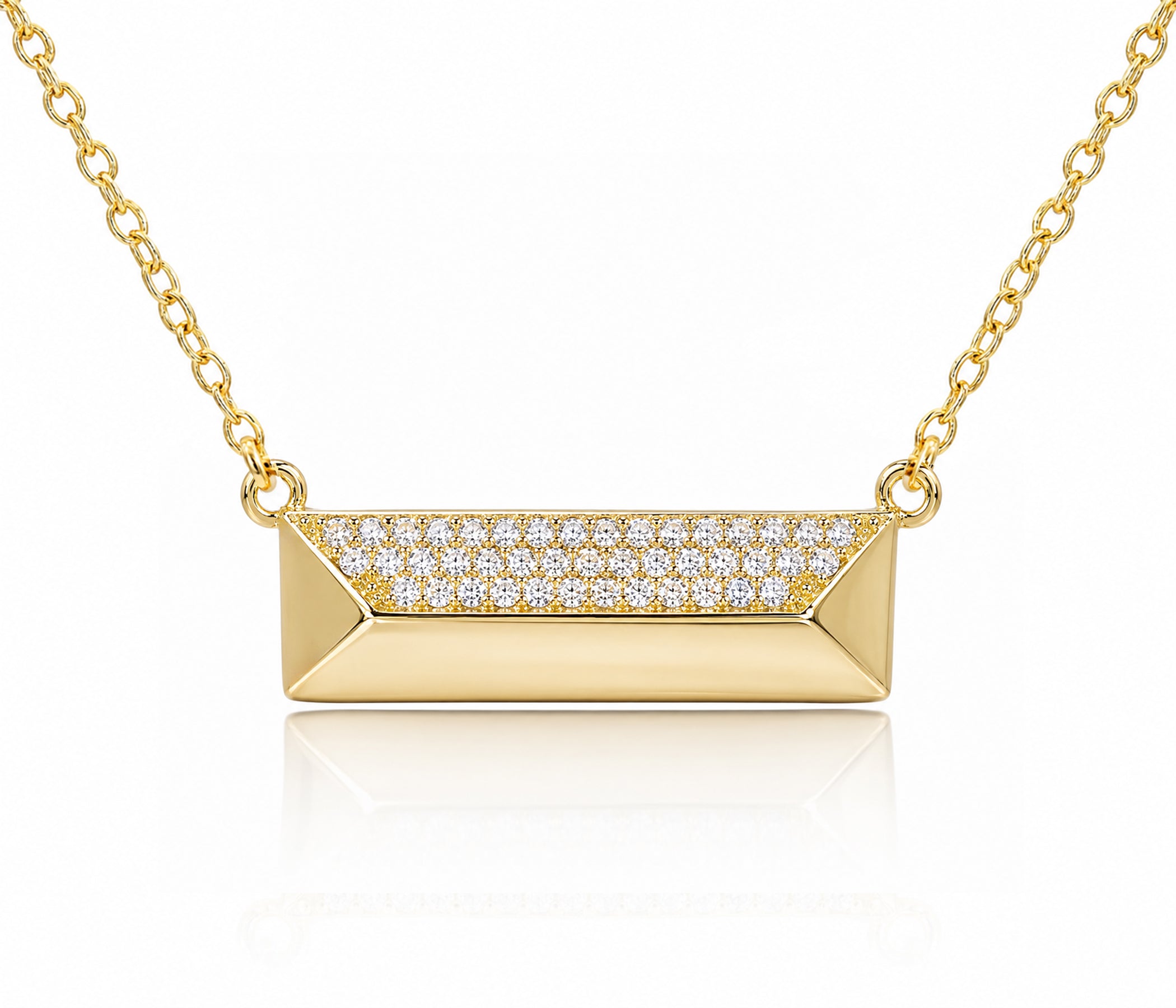 Medium Rectangle Crystal Gold Necklace