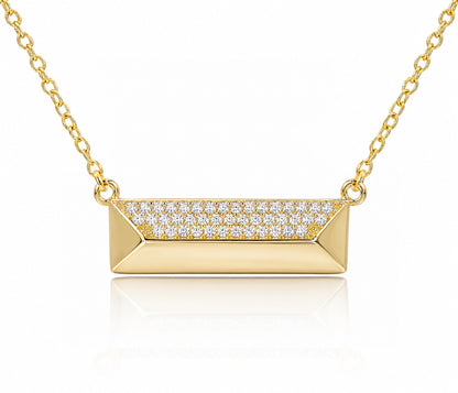Medium Rectangle Crystal Gold Necklace