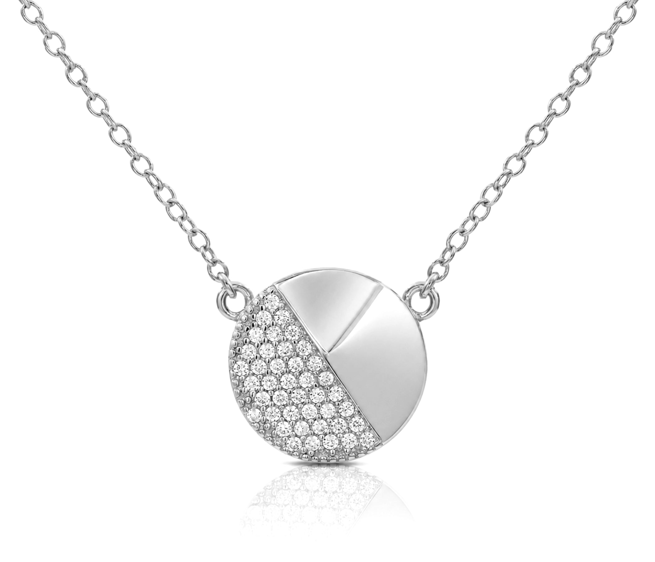 Medium Round Crystal Silver Necklace