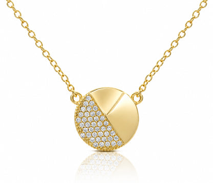 Medium Round Crystal Gold Necklace