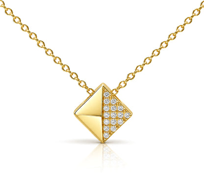 Collar dorado con cristales pavé cuadrados pequeños