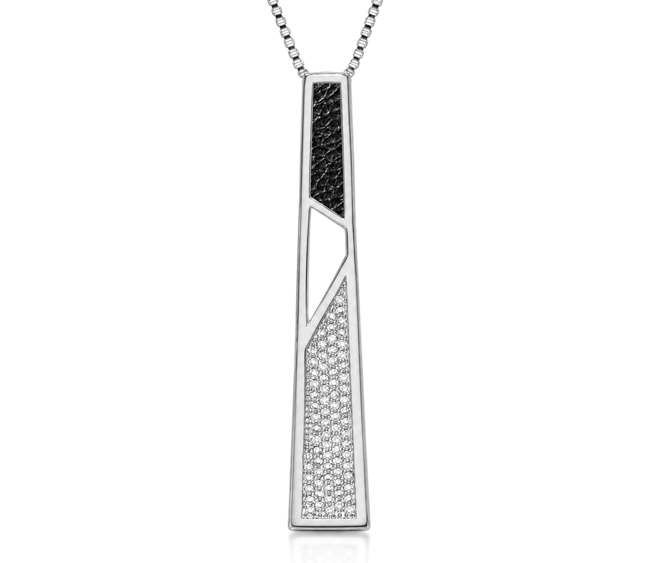 XLarge Geometric Leather Inlay Crystal Necklace