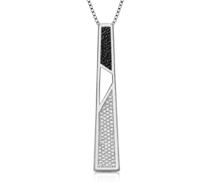 XLarge Geometric Leather Inlay Crystal Necklace