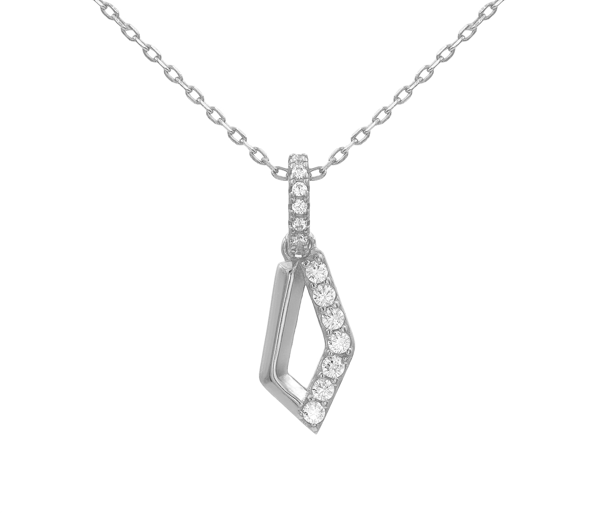 Collar de plata con cristales pavé y mini rombos