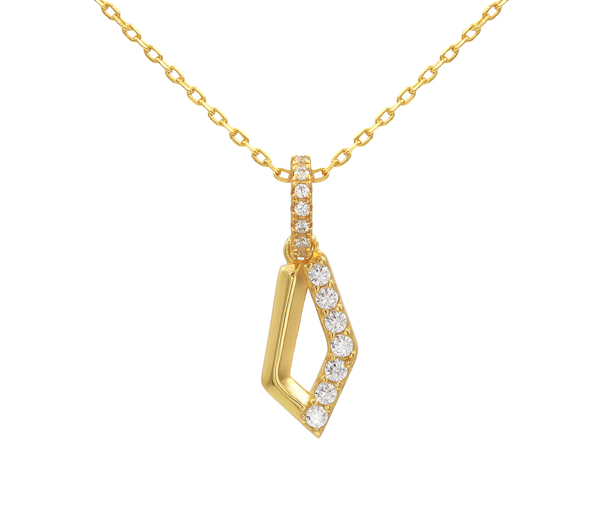Collar dorado con cristales pavé y mini rombos