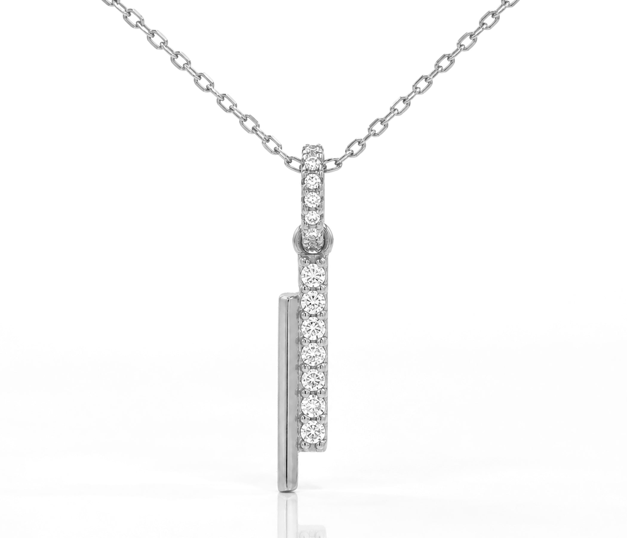Mini Double Bar Crystal Silver Necklace