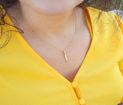 Mini Double Bar Crystal Silver Necklace