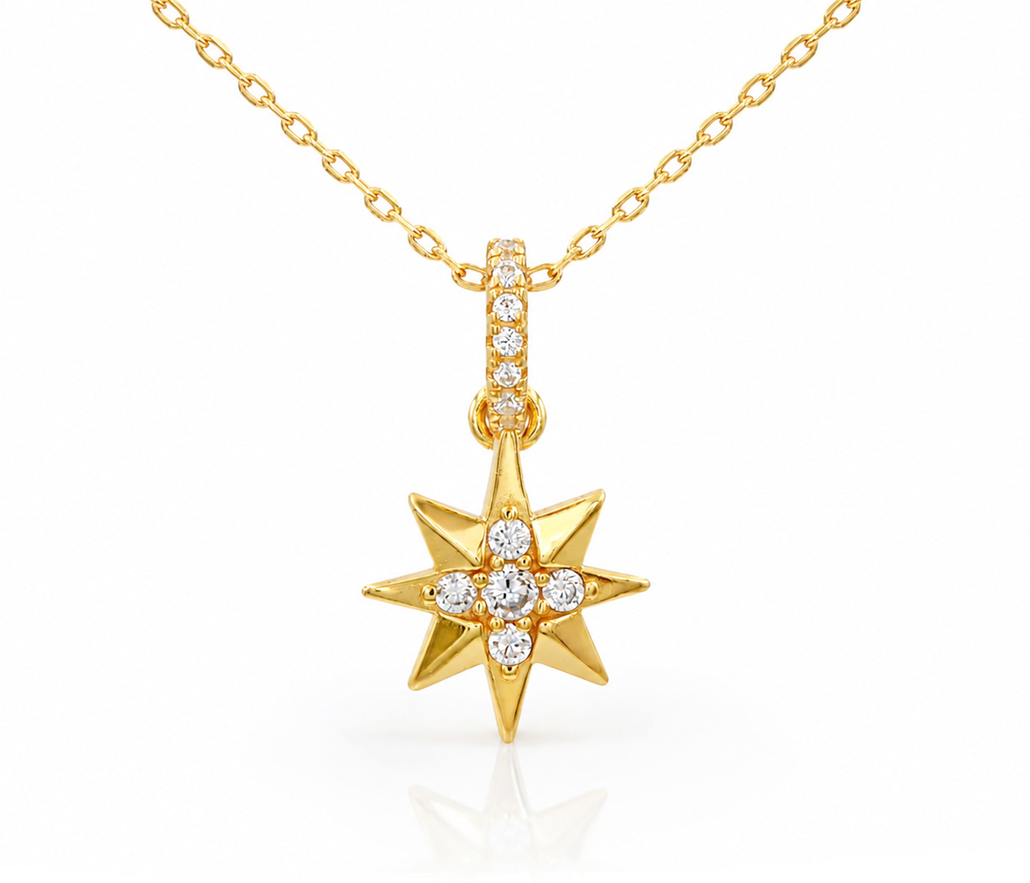 Collar dorado con pavé de cristales y miniestrellas