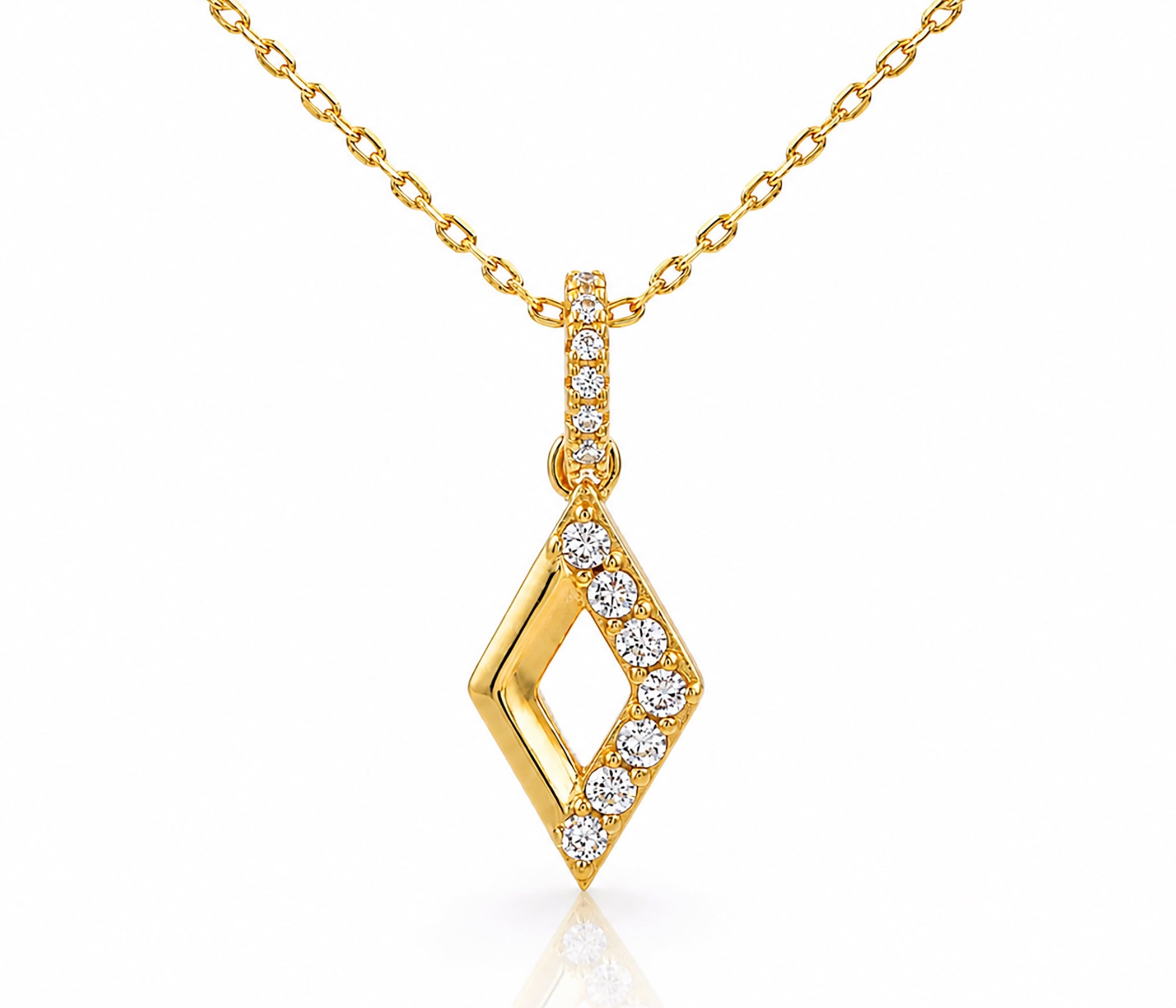 Collar de oro con cristales pavé de diamantes en miniatura