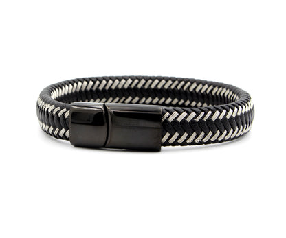 Pulsera de cuero con barra negra
