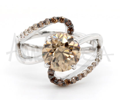 Sherry Zircon Chocolate Ombre Diamond Swirl Ring