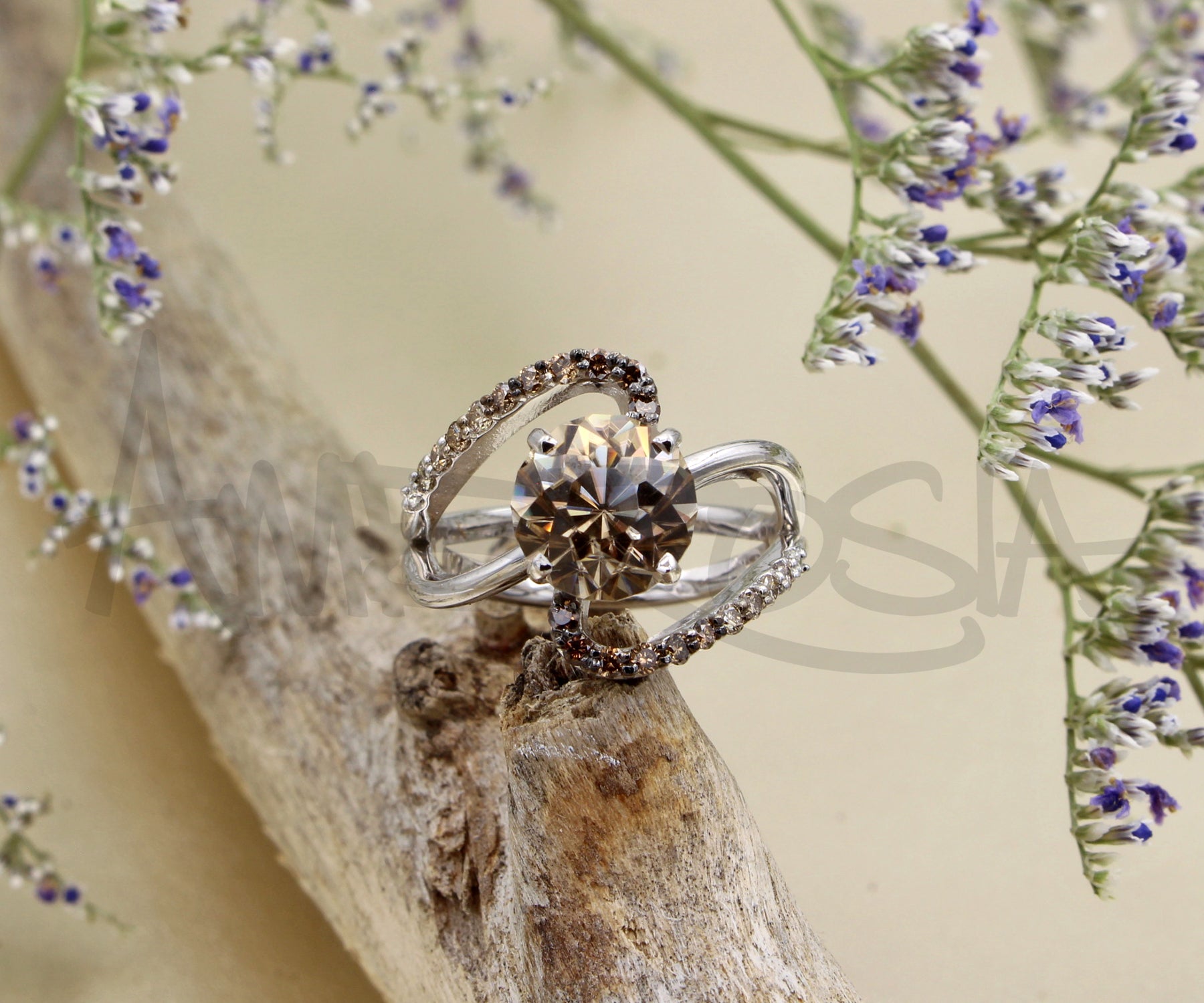 Sherry Zircon Chocolate Diamond Swirl Ring