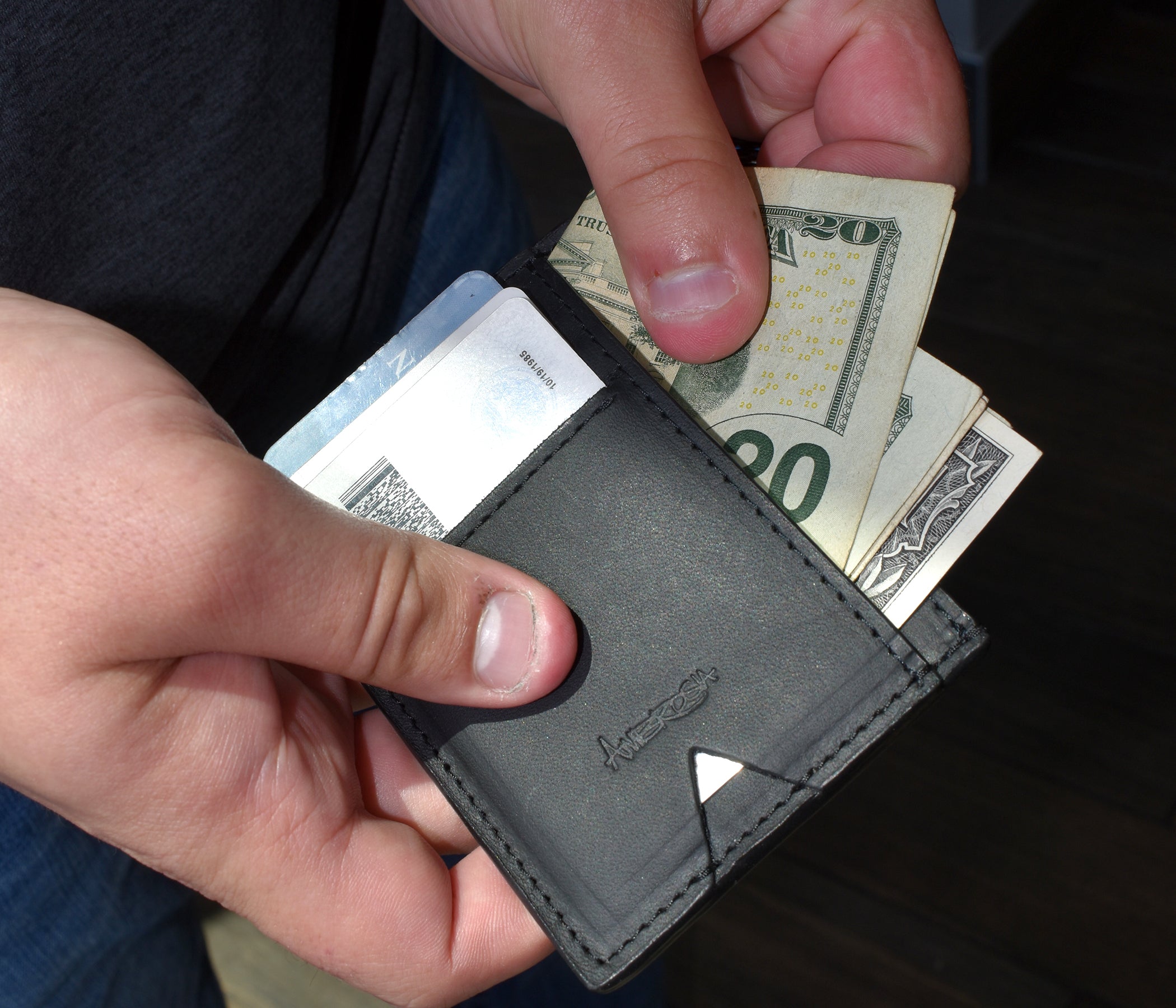 Slim Guy Front Pocket Black Leather Wallet