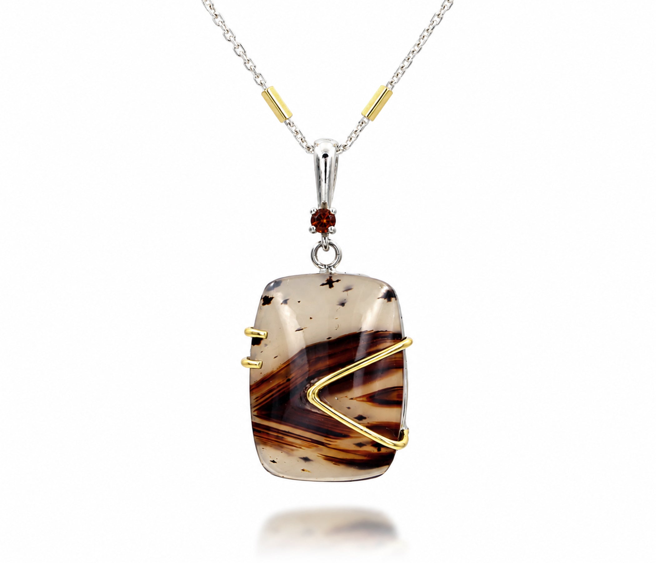 Small Montana Agate Gold Necklace