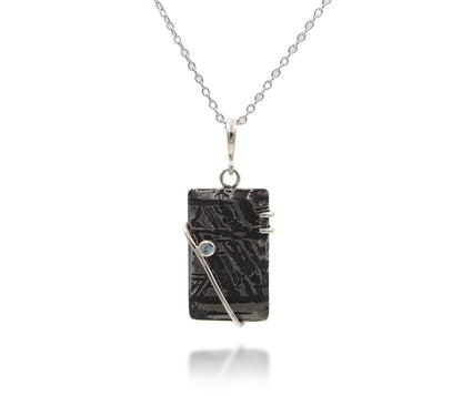 Small Rectangle Meteorite Topaz Necklace