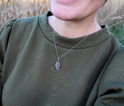 Small Rectangle Meteorite Topaz Necklace