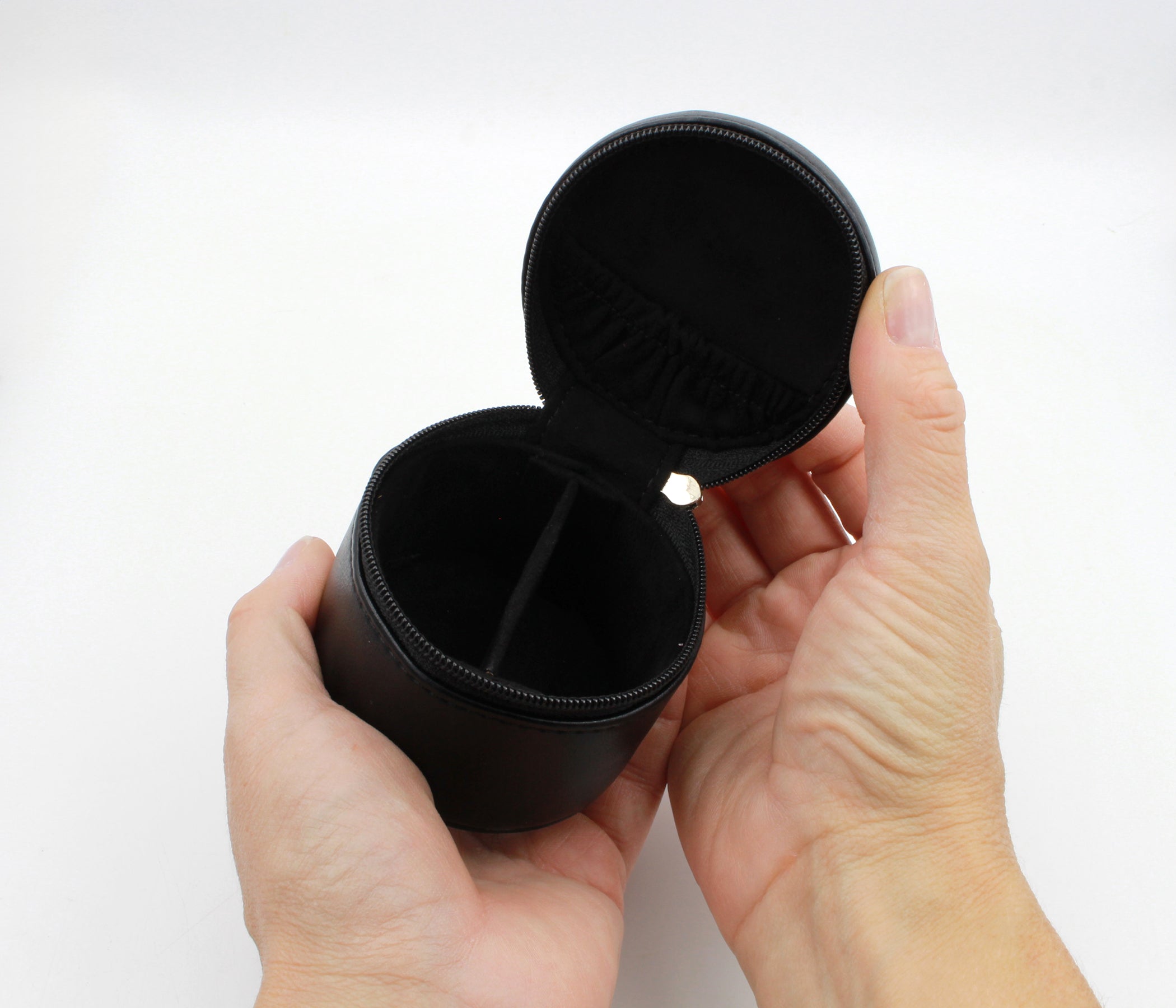 Small Round Travel Jewelry Keychain Case