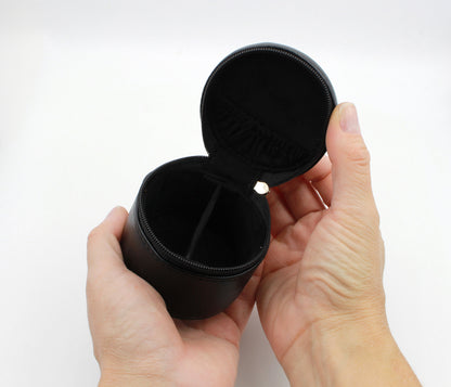 Small Round Travel Jewelry Keychain Case