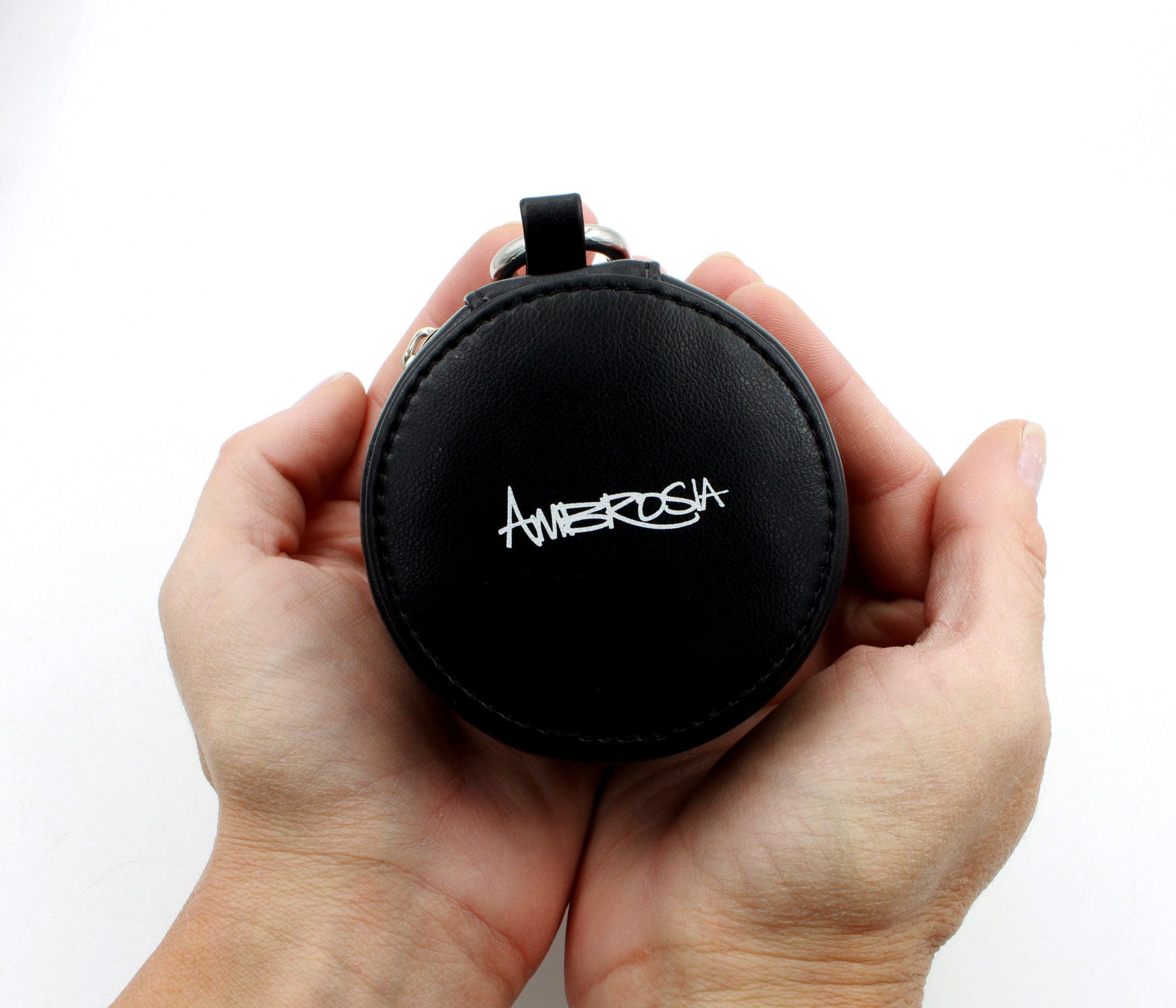 Small Round Travel Jewelry Keychain Case