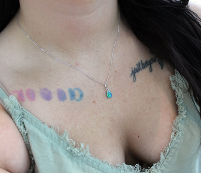 Small Teardrop Opal Diamond Necklace Earrings Set