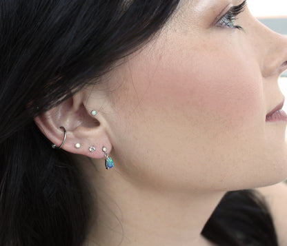 Small Teardrop Opal Diamond Necklace Earrings Set